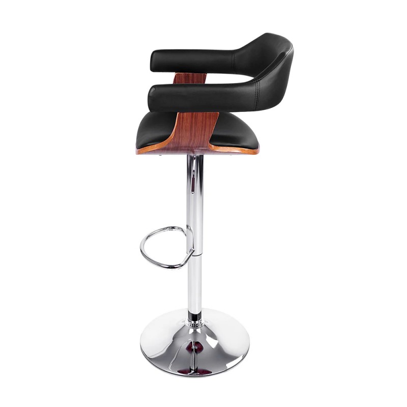 Artiss 2x Bar Stools Gas Lift Leather w/Armrest Black Artiss 2x Bar Stools Gas Lift Leather w/Armrest Black