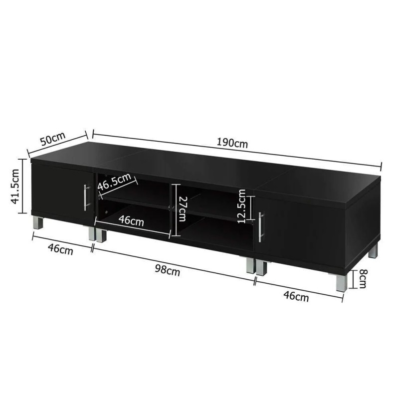 Artiss TV Cabinet Entertainment Unit 190cm Black Danson Artiss TV Cabinet Entertainment Unit 190cm Black Danson