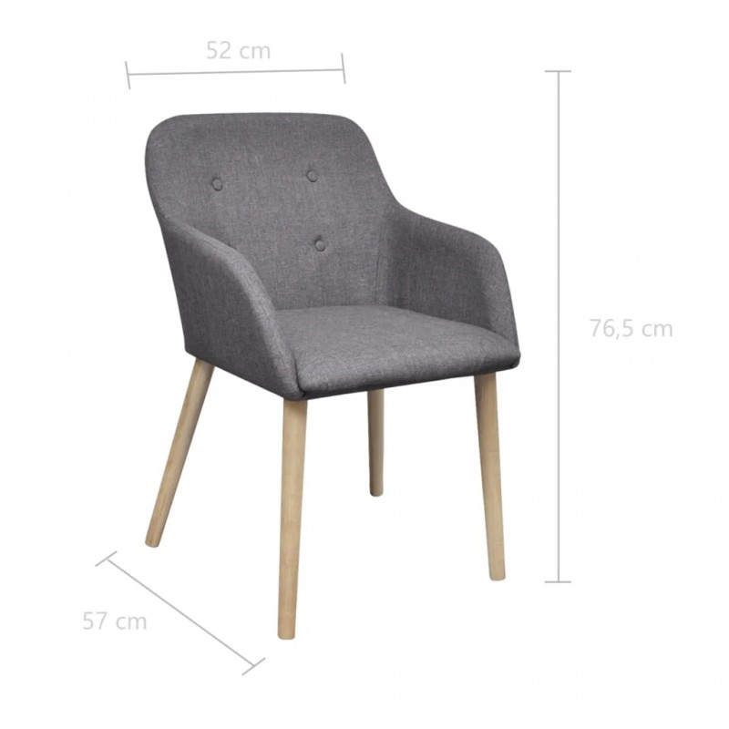 Dining Chairs 6 pcs Light Grey Fabric and Solid Oak Wood Dining Chairs 6 pcs Light Grey Fabric and Solid Oak Wood
