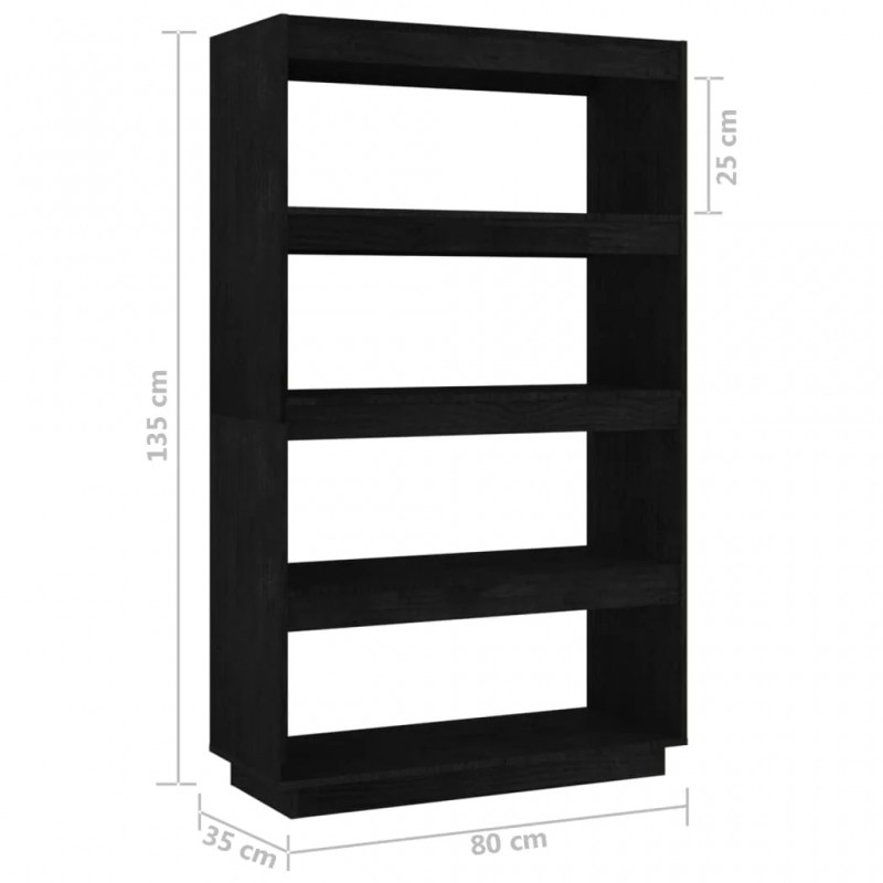 Book Cabinet/Room Divider Black 80x35x135 cm Solid Pinewood Book Cabinet/Room Divider Black 80x35x135 cm Solid Pinewood