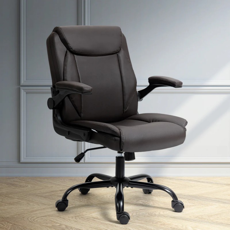 Artiss Executive Office Chair Mid Back Brown Artiss Executive Office Chair Mid Back Brown