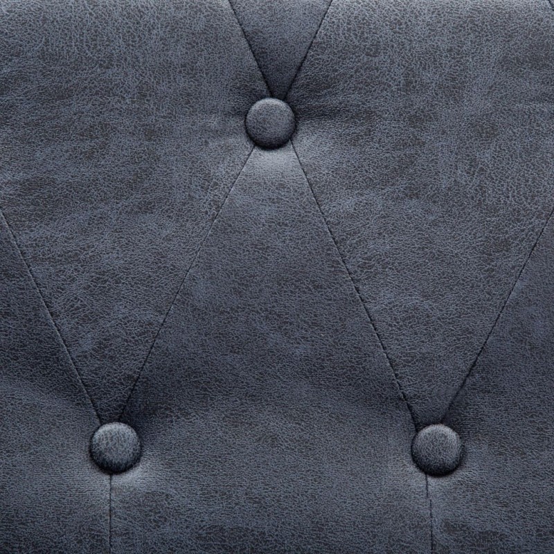 Chesterfield Sofa Set Artificial Suede Leather Grey Chesterfield Sofa Set Artificial Suede Leather Grey