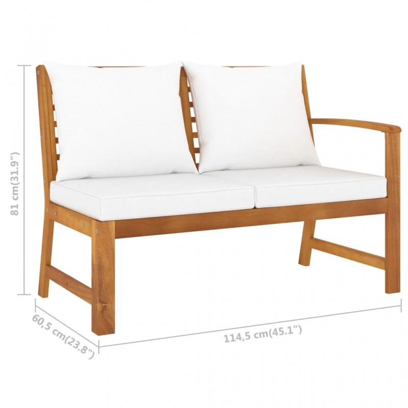 4 Piece Garden Lounge Set with Cushion Cream Solid Acacia Wood 4 Piece Garden Lounge Set with Cushion Cream Solid Acacia Wood