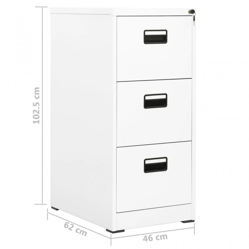Filing Cabinet White 46x62x102.5 cm Steel Filing Cabinet White 46x62x102.5 cm Steel