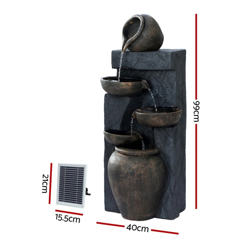 Gardeon Solar Water Feature 5-Tier 99cm Gardeon Solar Water Feature 5-Tier 99cm