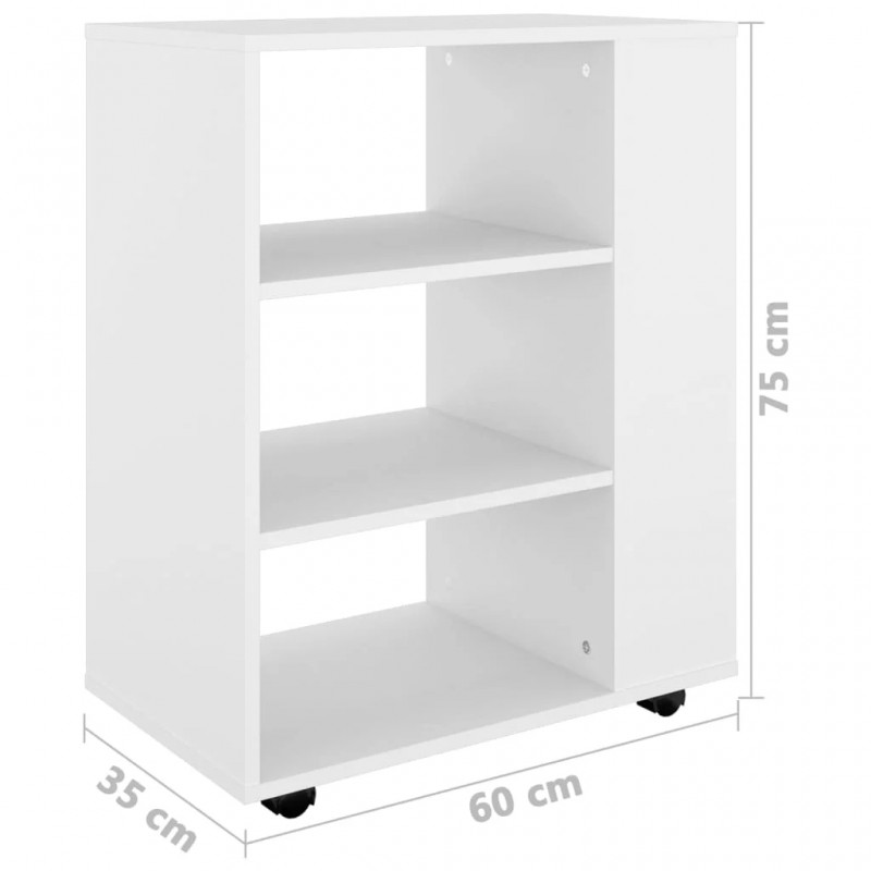 Rolling Cabinet White 60x35x75 cm Engineered Wood Rolling Cabinet White 60x35x75 cm Engineered Wood