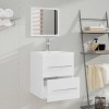 Sink Cabinet with Built-in Basin White Engineered Wood