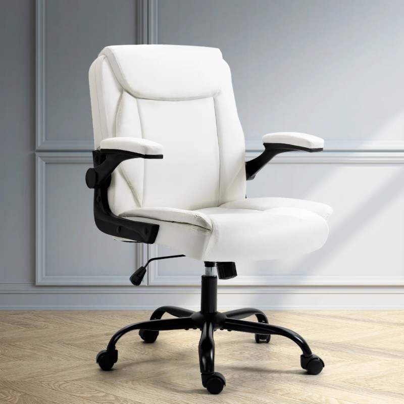 Artiss Executive Office Chair Mid Back White Artiss Executive Office Chair Mid Back White