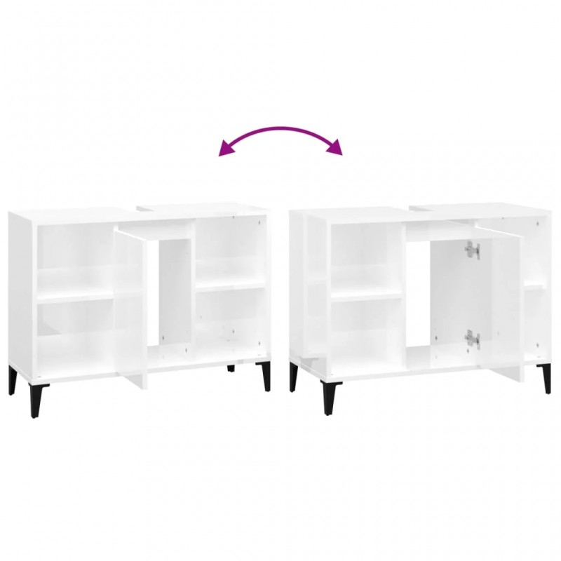 Sink Cabinet High Gloss White 80x33x60 cm Engineered Wood Sink Cabinet High Gloss White 80x33x60 cm Engineered Wood