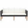 3 Piece Garden Lounge Set with Cushions Poly Rattan Black