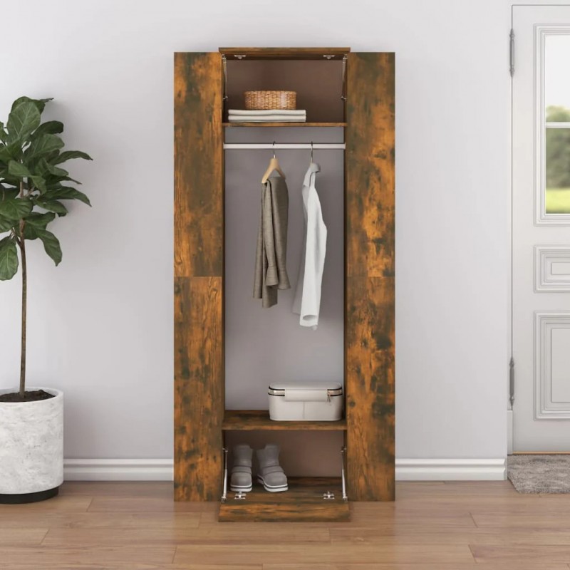 Hallway Cabinets 2 pcs Smoked Oak Engineered Wood Hallway Cabinets 2 pcs Smoked Oak Engineered Wood