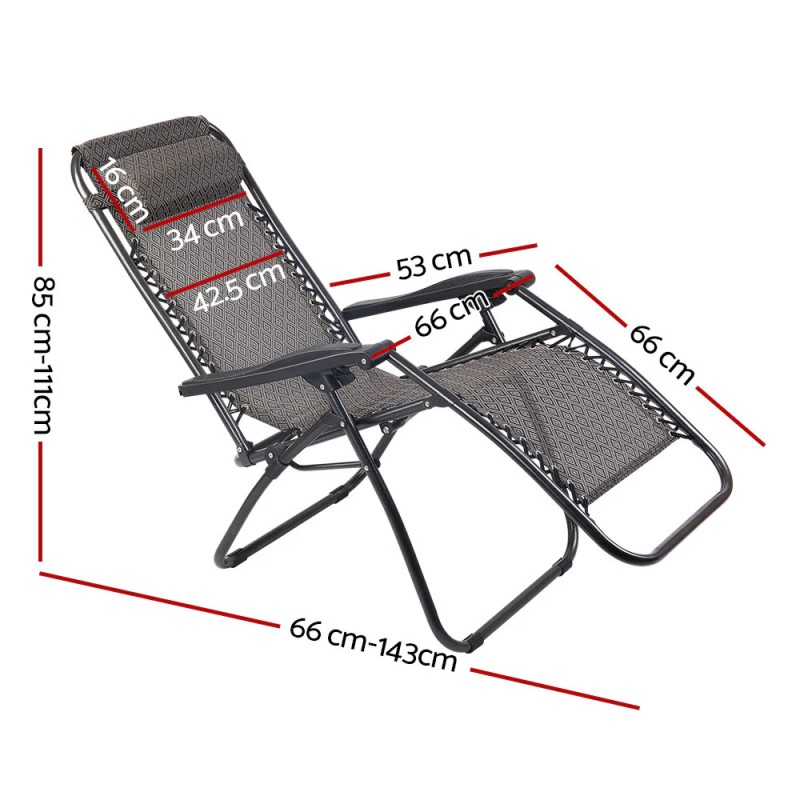 Gardeon 2PC Zero Gravity Chair Folding Outdoor Recliner Adjustable Sun Lounge Camping Beige Gardeon 2PC Zero Gravity Chair Folding Outdoor Recliner Adjustable Sun Lounge Camping Beige