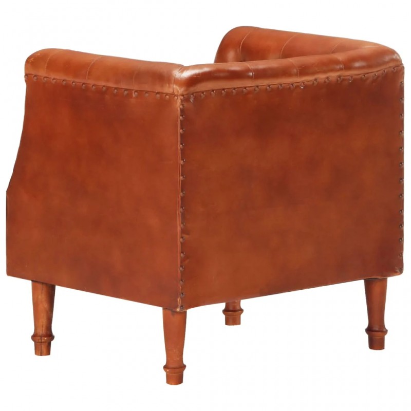 Tub Chair Brown Real Goat Leather Tub Chair Brown Real Goat Leather
