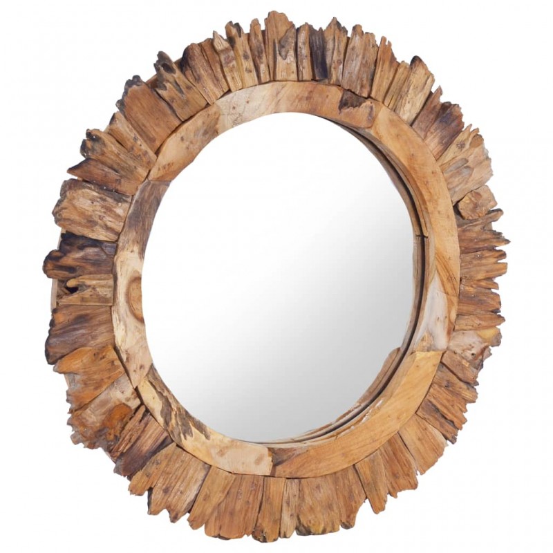 Wall Mirror 60 cm Teak Round Wall Mirror 60 cm Teak Round
