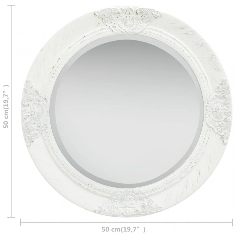 Wall Mirror Baroque Style 50 cm White Wall Mirror Baroque Style 50 cm White
