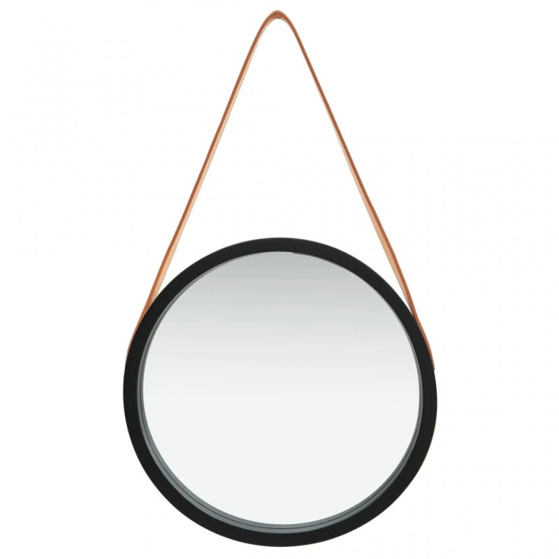 Wall Mirror with Strap 40 cm Black Wall Mirror with Strap 40 cm Black
