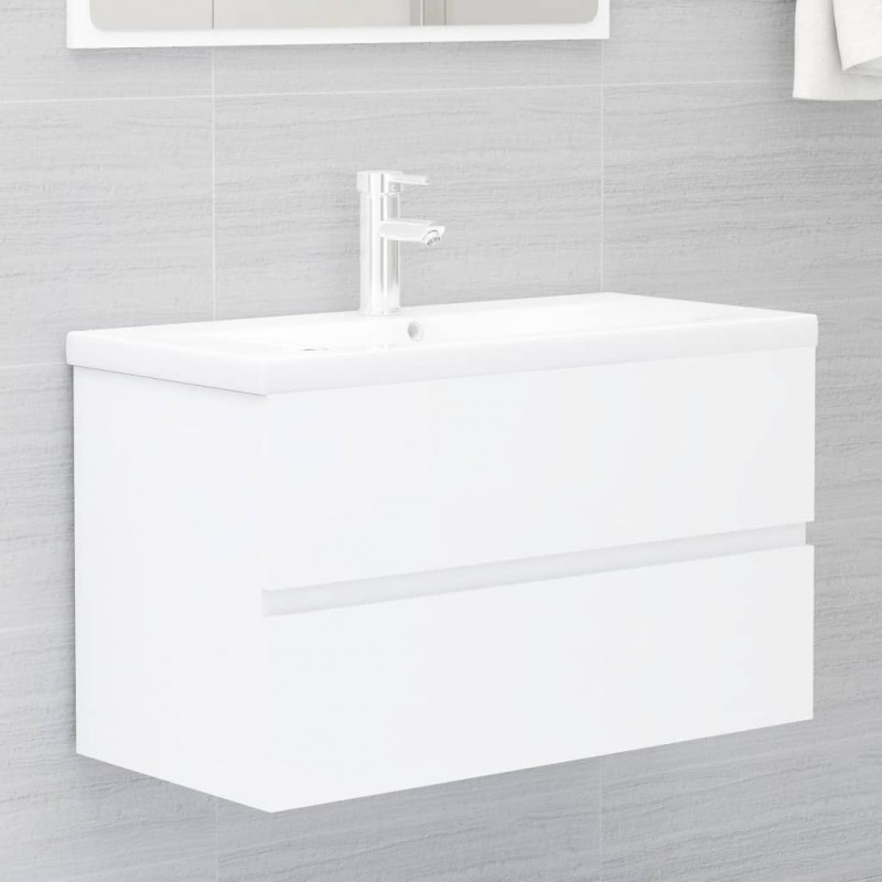 2 Piece Bathroom Furniture Set White Engineered Wood 2 Piece Bathroom Furniture Set White Engineered Wood