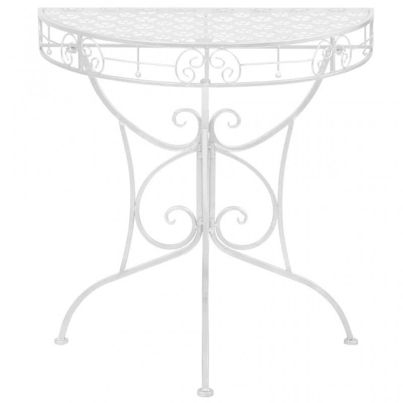 Side Table Vintage Style Half Round Metal 72x36x74 cm Silver Side Table Vintage Style Half Round Metal 72x36x74 cm Silver
