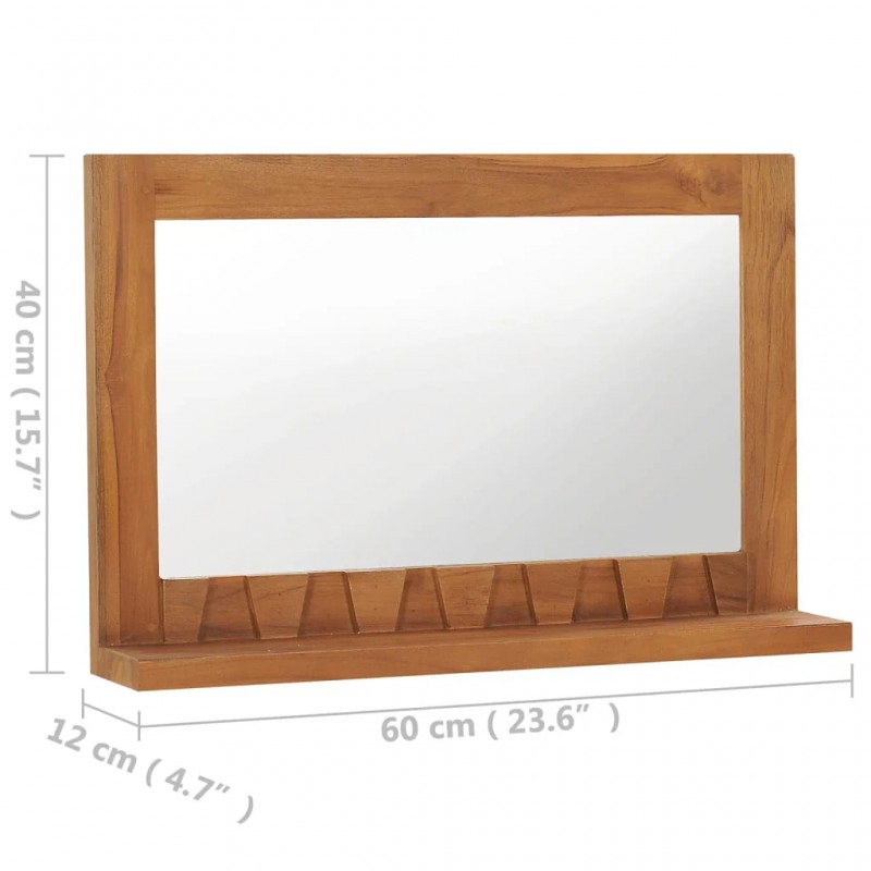 Wall Mirror with Shelf 60x12x40 cm Solid Teak Wood Wall Mirror with Shelf 60x12x40 cm Solid Teak Wood