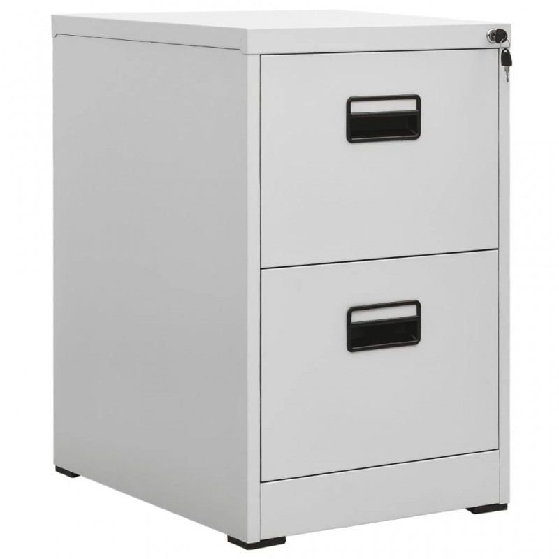 Filing Cabinet 2 Drawers Light Grey Steel