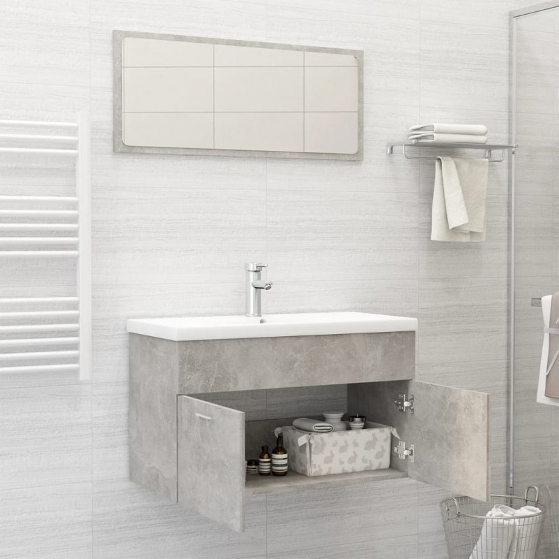Bathroom Furniture Set Concrete Grey Engineered Wood Bathroom Furniture Set Concrete Grey Engineered Wood