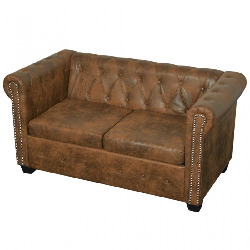 Chesterfield 2-Seater and 3-Seater Sofa Set Brown Chesterfield 2-Seater and 3-Seater Sofa Set Brown