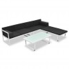 4 Piece Garden Lounge Set with Cushions Aluminium Black