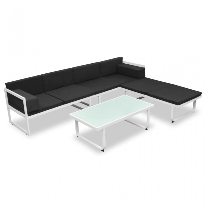 4 Piece Garden Lounge Set with Cushions Aluminium Black 4 Piece Garden Lounge Set with Cushions Aluminium Black