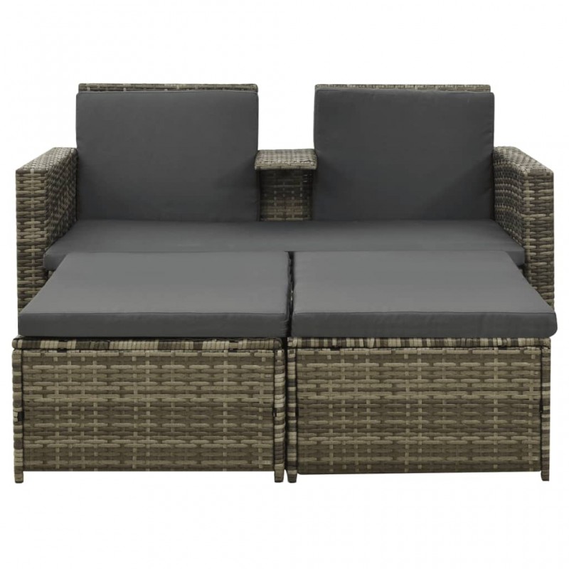3 Piece Garden Lounge Set with Cushions Poly Rattan Grey 3 Piece Garden Lounge Set with Cushions Poly Rattan Grey