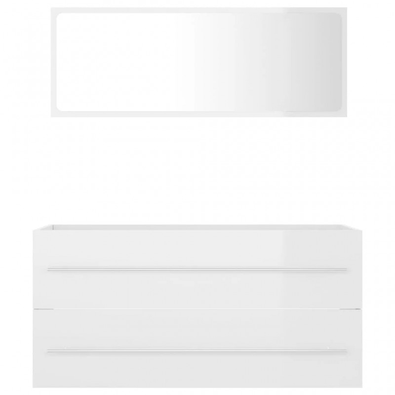 2 Piece Bathroom Furniture Set High Gloss White Engineered Wood 2 Piece Bathroom Furniture Set High Gloss White Engineered Wood