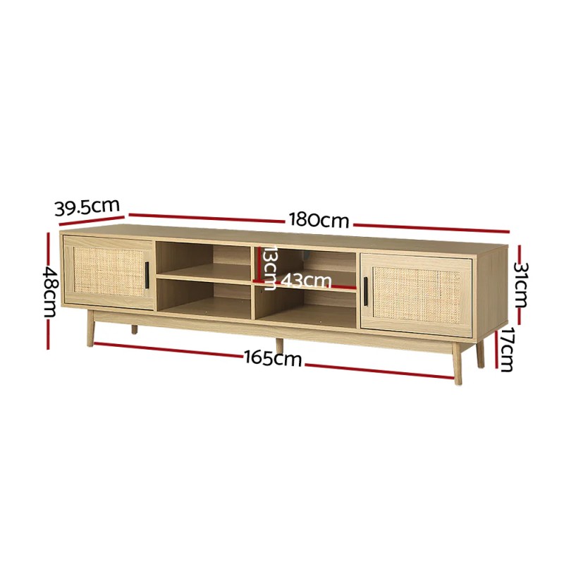 Artiss TV Cabinet Entertainment Unit 180cm Rattan Cole Artiss TV Cabinet Entertainment Unit 180cm Rattan Cole