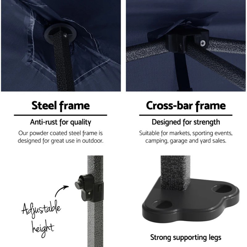 Instahut Gazebo 3x4.5 Pop Up Marquee Folding Tent Wedding Gazebos Camping Outdoor Shade Canopy Navy Instahut Gazebo 3x4.5 Pop Up Marquee Folding Tent Wedding Gazebos Camping Outdoor Shade Canopy Navy