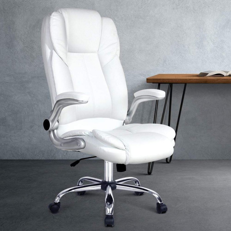 Artiss Executive Office Chair Leather Tilt White Artiss Executive Office Chair Leather Tilt White
