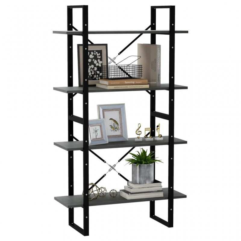 4-Tier Book Cabinet Grey 80x30x140 cm Solid Pine Wood 4-Tier Book Cabinet Grey 80x30x140 cm Solid Pine Wood