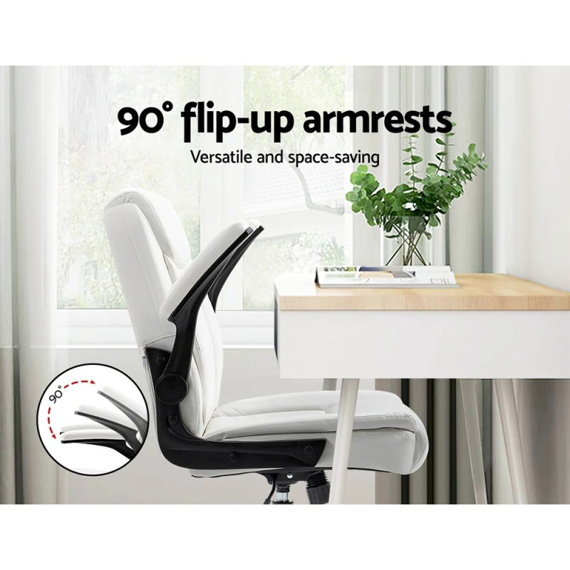 Artiss Executive Office Chair Mid Back White Artiss Executive Office Chair Mid Back White