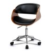 Artiss Wooden Office Chair Leather Seat Black