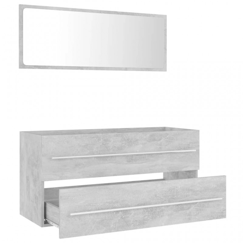 2 Piece Bathroom Furniture Set Concrete Grey Engineered Wood 2 Piece Bathroom Furniture Set Concrete Grey Engineered Wood