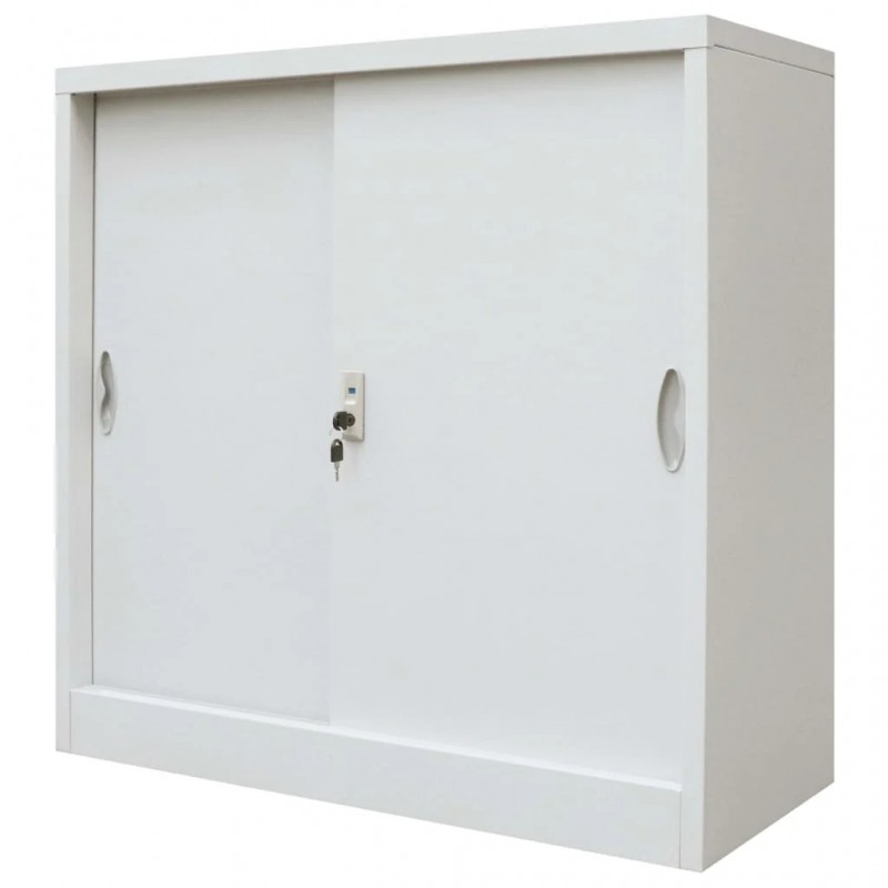Office Cabinet with Sliding Doors Metal 90x40x90 cm Grey
