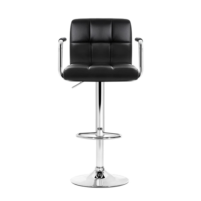 Artiss 4x Bar Stools Leather Gas Lift w/Armrest Black Artiss 4x Bar Stools Leather Gas Lift w/Armrest Black