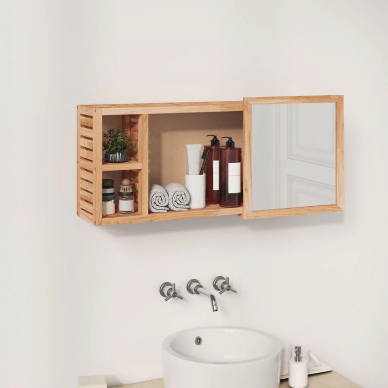 Mirror Cabinet 80x17x34 cm Solid Wood Walnut Mirror Cabinet 80x17x34 cm Solid Wood Walnut