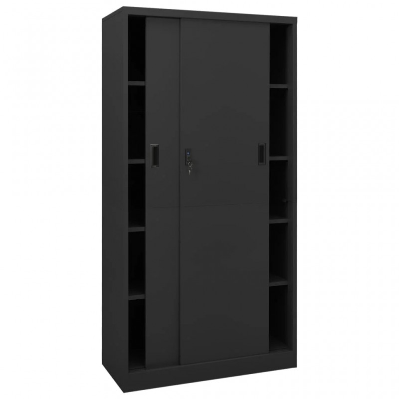 Office Cabinet with Sliding Door Anthracite 90x40x180 cm Steel Office Cabinet with Sliding Door Anthracite 90x40x180 cm Steel