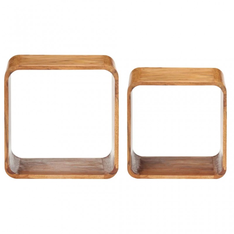Side Tables 2 pcs Solid Acacia Wood Honey Finish Side Tables 2 pcs Solid Acacia Wood Honey Finish