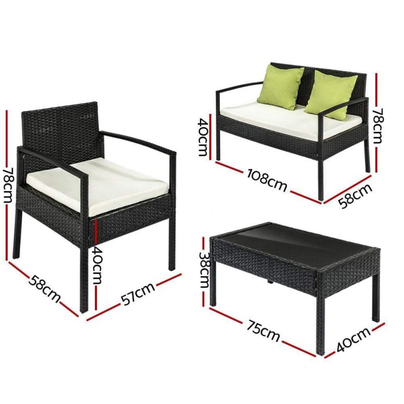 Gardeon Outdoor Sofa Set Wicker Lounge Setting Table and Chairs Patio Furniture Gardeon Outdoor Sofa Set Wicker Lounge Setting Table and Chairs Patio Furniture