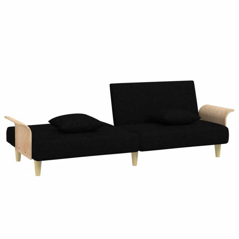 Sofa Bed with Armrests Black Fabric Sofa Bed with Armrests Black Fabric