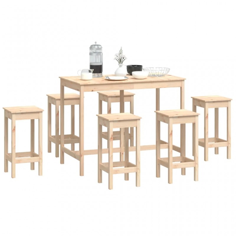 7 Piece Bar Set Solid Wood Pine 7 Piece Bar Set Solid Wood Pine