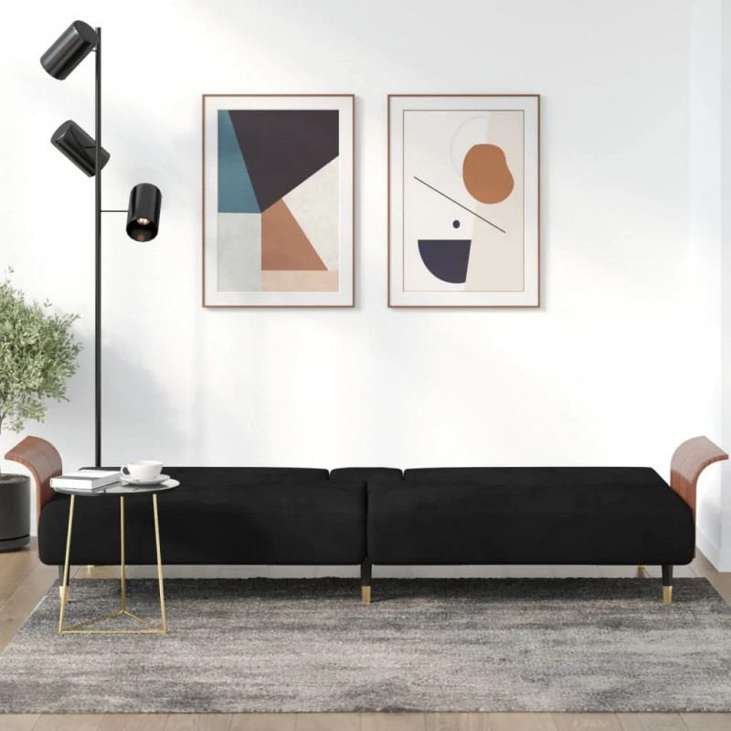 Sofa Bed with Cup Holders Black Velvet Sofa Bed with Cup Holders Black Velvet