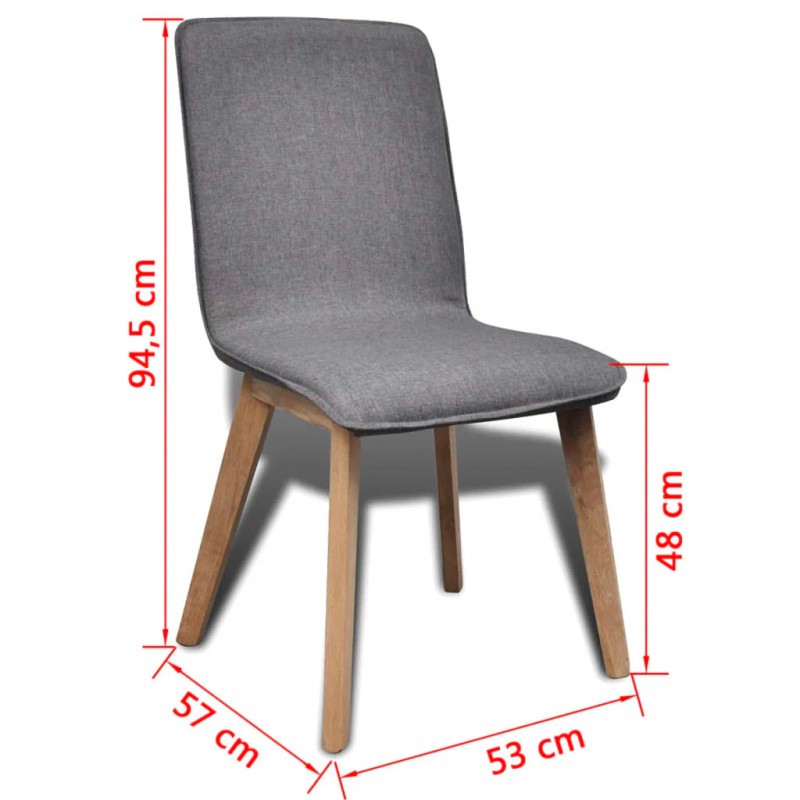 Dining Chairs 6 pcs Light Grey Fabric and Solid Oak Wood (241153+241154) Dining Chairs 6 pcs Light Grey Fabric and Solid Oak Wood (241153+241154)
