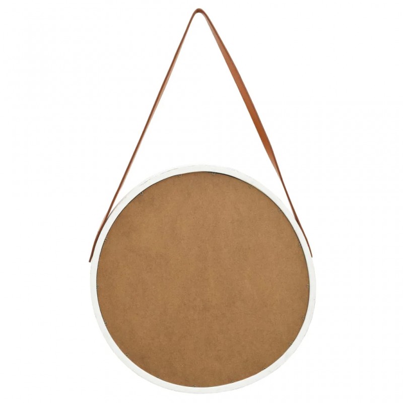Wall Mirror with Strap 50 cm White Wall Mirror with Strap 50 cm White