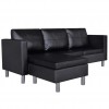 Sectional Sofa 3-Seater Artificial Leather Black