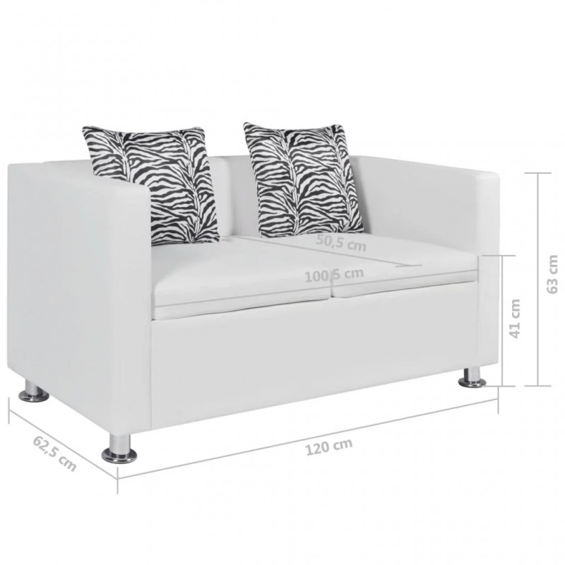 Sofa 2-Seater Artificial Leather White Sofa 2-Seater Artificial Leather White